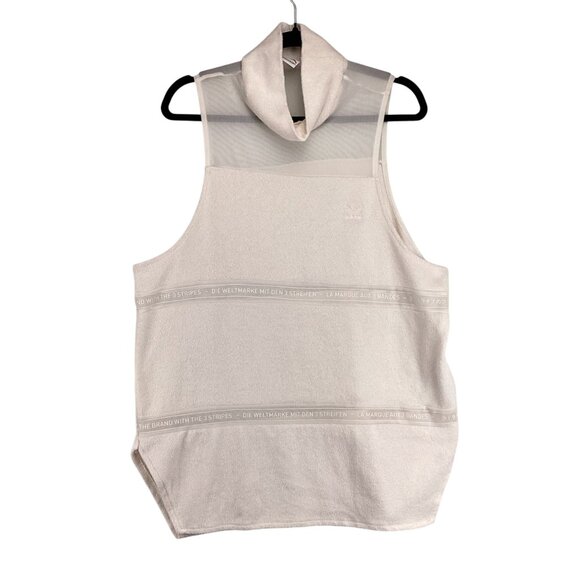 Adidas Sleeveless‎ Top Size XL Xlarge Terry Cloth Hoodie Vest Mesh Tank - Picture 1 of 9